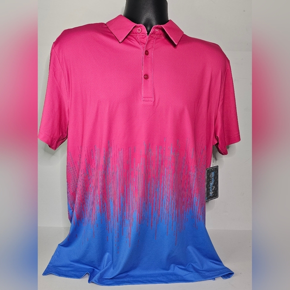 Birdie Bound Gold Polo Mwns Lg Pink/blue - Picture 1 of 4